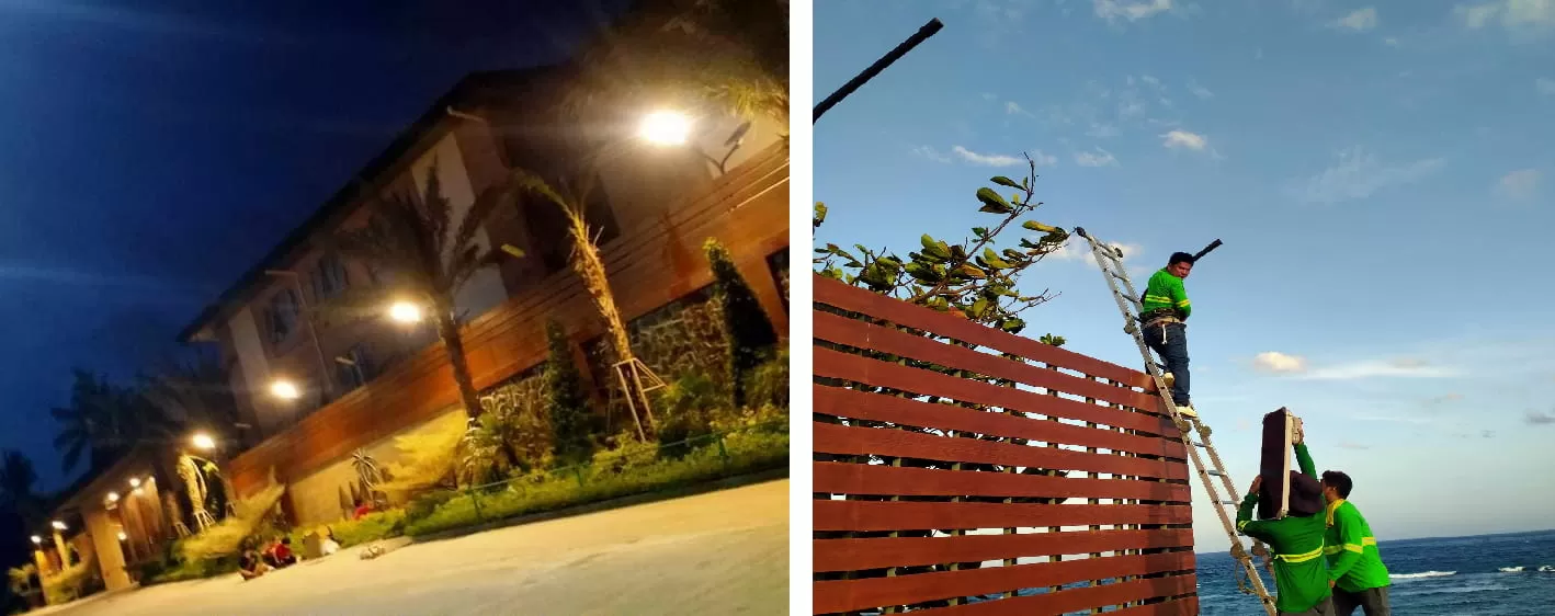 Installation of Customized H60W-3 Modules Solar Integrated Street Lights Warm White